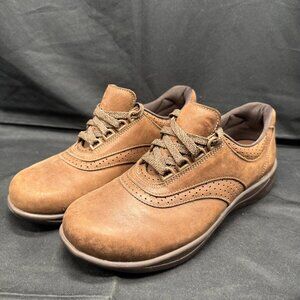 SAS Walk Easy Orthotic Walking Shoes Womens Size 8M Brown Leather Oxfords